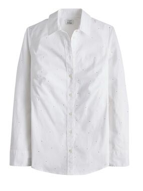 J. CREW Jeweled Button Up Shirt White Size XL NEW